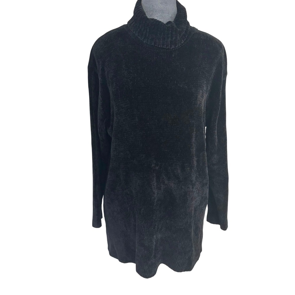 Jones New York Sport Petite‎ Black Chenille Turtleneck Sweater Size P/S